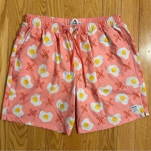 Mosmann Australia Swim Trunks Bacon Eggs Pink X-Large 7” Inseam